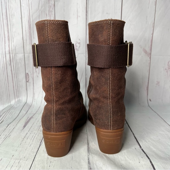 Sorel Womens 8 Brown Suede Toronto Wedge Midcalf Waterproof Boots NL2117-248 - Picture 8 of 13